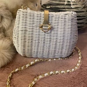 Vintage white wicker purse